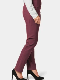 Goldner Hosen<Damen Stretchhose LOUISA - Wärmende Schlupfhose LOUISA in knitterarmer Ware bordeaux uni