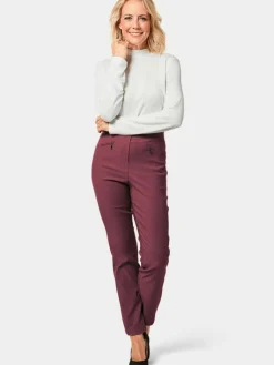 Goldner Hosen<Damen Stretchhose LOUISA - Wärmende Schlupfhose LOUISA in knitterarmer Ware bordeaux uni