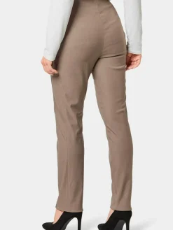 Goldner Hosen<Damen Stretchhose LOUISA - Wärmende Schlupfhose LOUISA in knitterarmer Ware braun uni