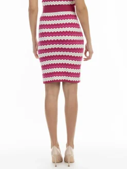 Faina Röcke<Damen Strick Midirock pink gemustert