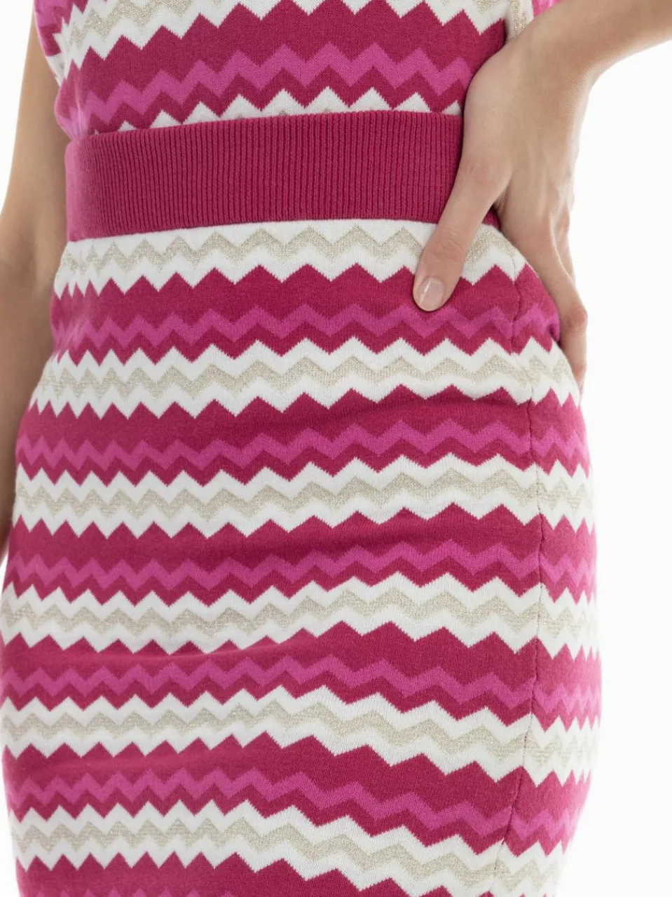 Faina Röcke<Damen Strick Midirock pink gemustert