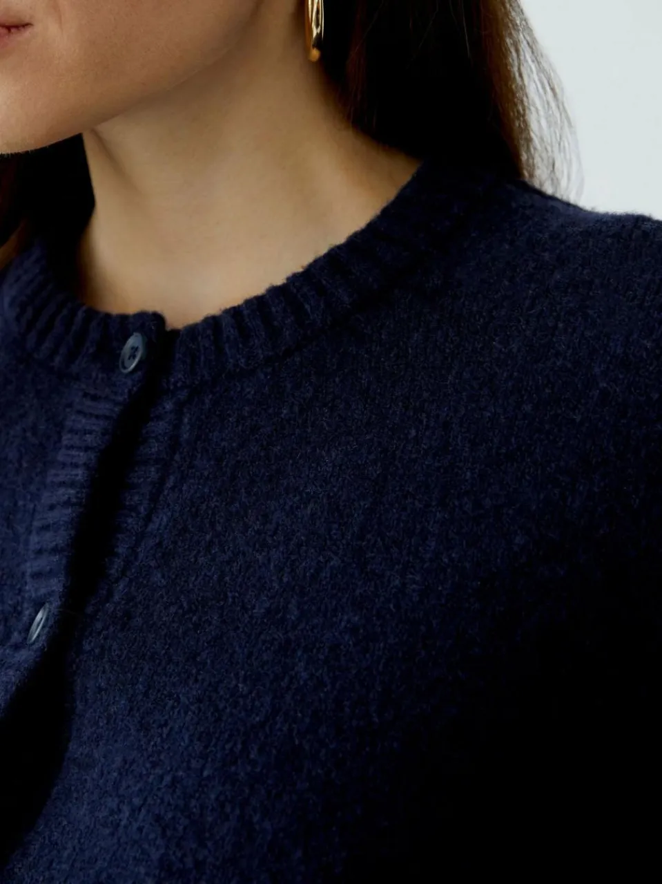 Oui Pullover & Strickjacken<Damen Strickjacke blau uni