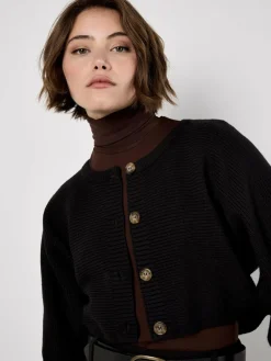 Apricot Pullover & Strickjacken<Damen Strickjacke schwarz uni