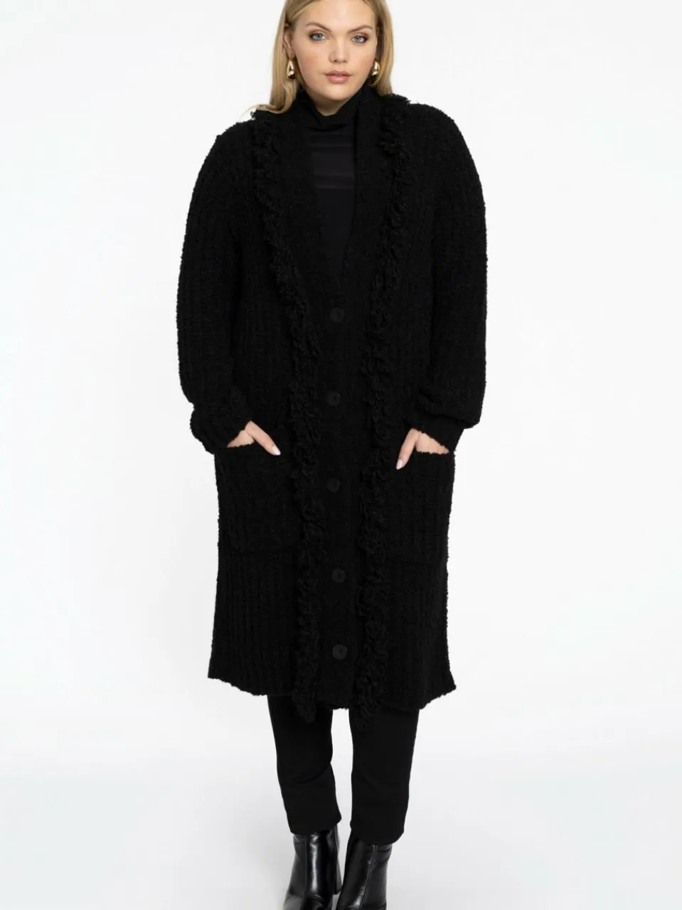 YOEK Pullover & Strickjacken<Damen Strickjacke schwarz uni