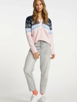 MyMo Pullover & Strickjacken<Damen Strickjacke blau gemustert