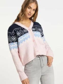 MyMo Pullover & Strickjacken<Damen Strickjacke blau gemustert