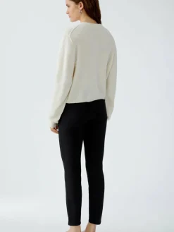 Oui Pullover & Strickjacken<Damen Strickjacke weiß uni