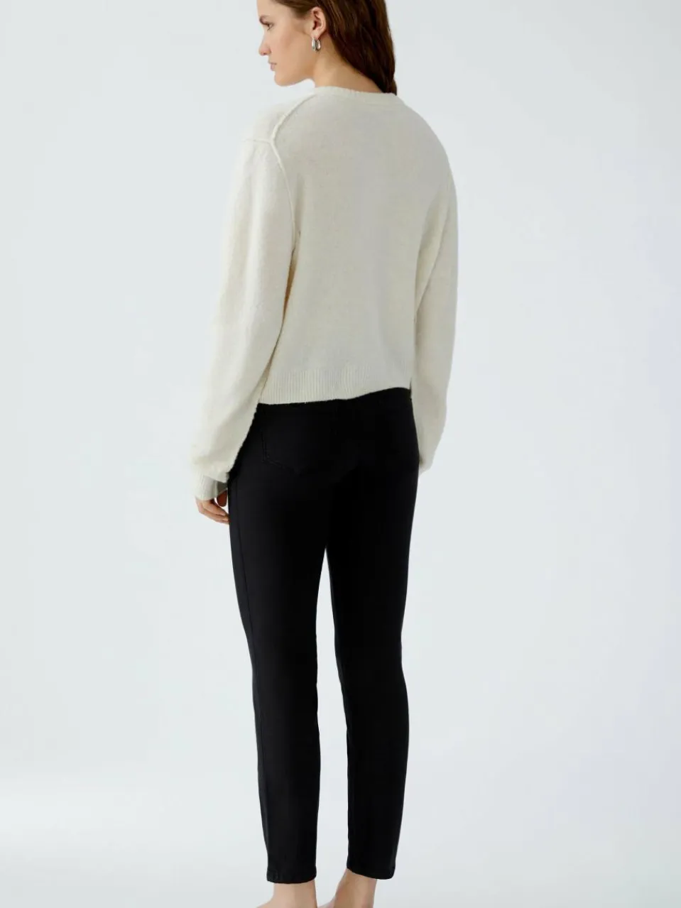 Oui Pullover & Strickjacken<Damen Strickjacke weiß uni