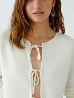 Oui Pullover & Strickjacken<Damen Strickjacke beige uni