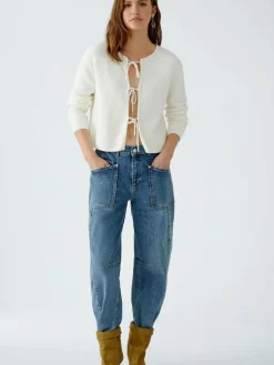 Oui Pullover & Strickjacken<Damen Strickjacke beige uni