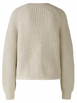 Oui Pullover & Strickjacken<Damen Strickjacke beige weiß uni