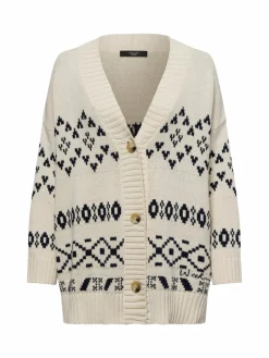 Weekend Max Mara Pullover & Strickjacken<Damen Strickjacke - Acacia beige marine gemustert