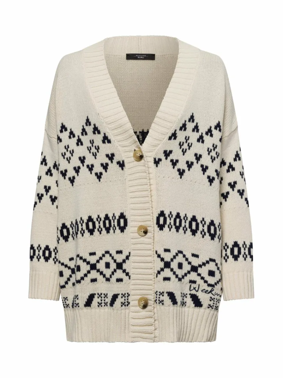 Weekend Max Mara Pullover & Strickjacken<Damen Strickjacke - Acacia beige marine gemustert