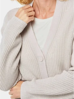 Goldner Pullover & Strickjacken<Damen Strickjacke - Pflegeleichte Strickjacke in hochwertiger Rippenstruktur beige uni