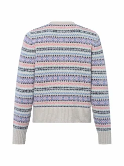 MAERZ Pullover & Strickjacken<Damen Strickjacke aus Merinowolle beige mehrfarbig gemustert