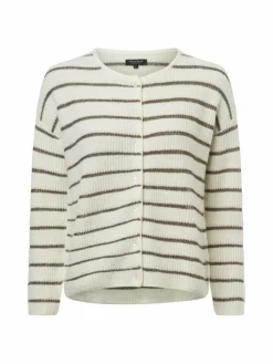 Marie Lund Pullover & Strickjacken<Damen Strickjacke mit Alpaka-Anteil - Vipinna ecru gold gestreift