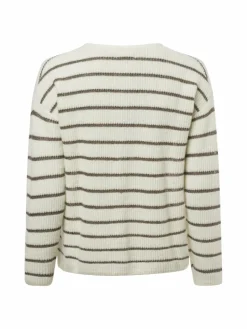 Marie Lund Pullover & Strickjacken<Damen Strickjacke mit Alpaka-Anteil - Vipinna ecru gold gestreift