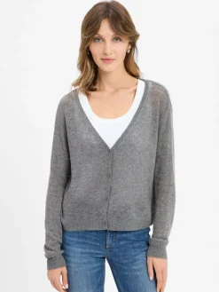 american vintage Pullover & Strickjacken<Damen Strickjacke mit Cashmere-Anteil - Dumy grau meliert