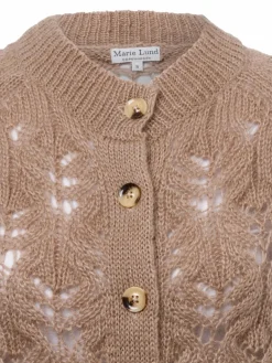 Marie Lund Pullover & Strickjacken<Damen Strickjacke mit Mohair-Anteil kitt strukturiert