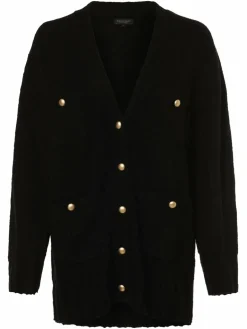 Marie Lund Pullover & Strickjacken<Damen Strickjacke mit Mohair-Anteil schwarz uni