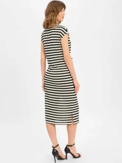 comma casual identity Kleider<Damen Strickkleid sand schwarz gestreift