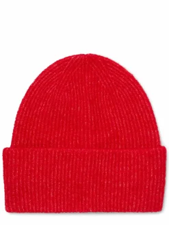 Samsøe Samsøe Mützen & Hüte<Damen Strickmütze mit Alpaka- und Merino-Anteil - Nor rot uni