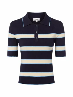 s.Oliver Pullover & Strickjacken|Shirts & Tops<Damen Strick-Poloshirt marine beige gestreift