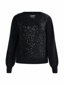 Usha Pullover & Strickjacken<Damen Strickpullover schwarz uni