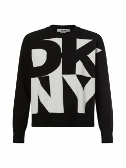 DKNY Pullover & Strickjacken<Damen Strickpullover schwarz weiß gemustert