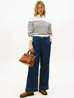 Tommy Hilfiger Pullover & Strickjacken<Damen Strickpullover ecru marine gestreift