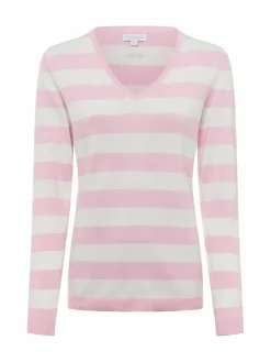 brookshire Pullover & Strickjacken<Damen Strickpullover weiß rosa gestreift