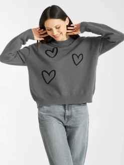 Frieda & Freddies Pullover & Strickjacken<Damen Strickpullover grau gemustert