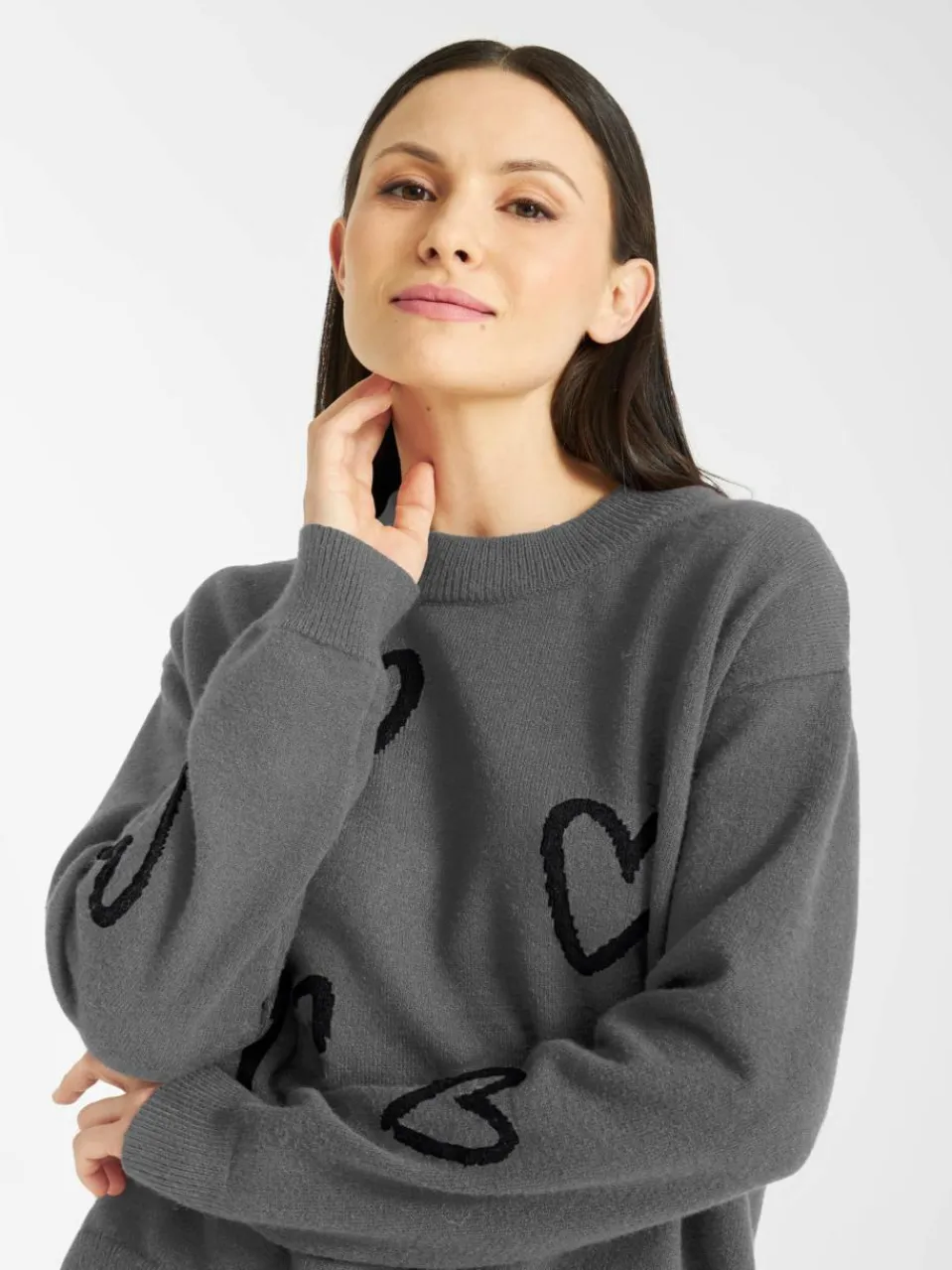 Frieda & Freddies Pullover & Strickjacken<Damen Strickpullover grau gemustert