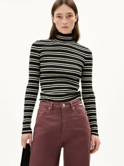 ARMEDANGELS Shirts & Tops<Damen Strickpullover - Alaania Chiftron schwarz weiß gestreift