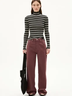 ARMEDANGELS Shirts & Tops<Damen Strickpullover - Alaania Chiftron schwarz weiß gestreift