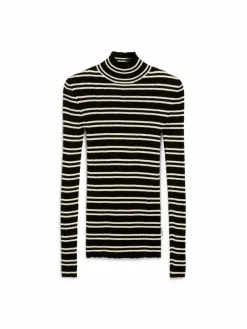 ARMEDANGELS Shirts & Tops<Damen Strickpullover - Alaania Chiftron schwarz weiß gestreift