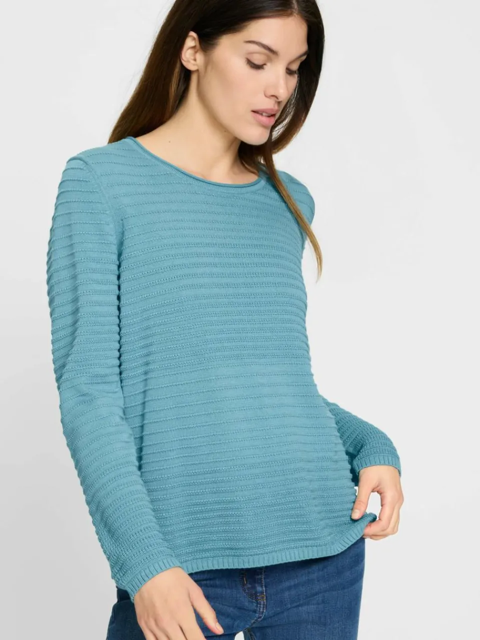Olsen Pullover & Strickjacken<Damen Strickpullover - Henny türkis uni