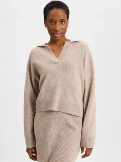 Damen Marie Lund Pullover & Strickjacken>Damen Strickpullover aus Merinowolle