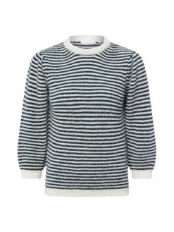 Rich & Royal Pullover & Strickjacken<Damen Strickpullover mit Alpaka-Anteil marine ecru gestreift