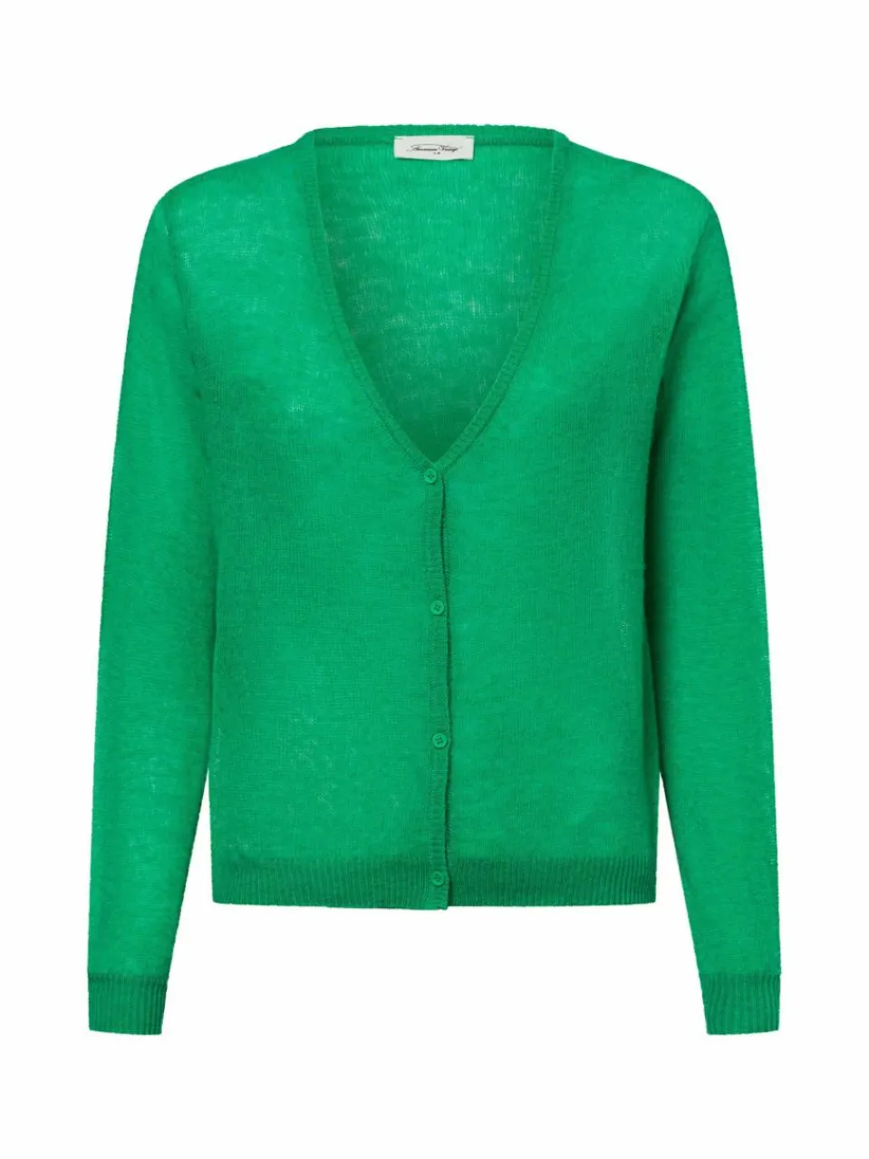 american vintage Pullover & Strickjacken<Damen Strickpullover mit Alpakaanteil - Dum19A grün uni