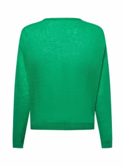 american vintage Pullover & Strickjacken<Damen Strickpullover mit Alpakaanteil - Dum19A grün uni