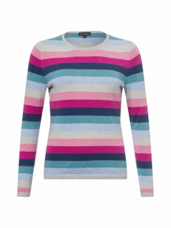 Franco Callegari Pullover & Strickjacken<Damen Strickpullover mit Cashmere-Anteil silber mehrfarbig gestreift