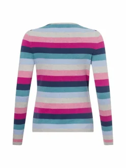 Franco Callegari Pullover & Strickjacken<Damen Strickpullover mit Cashmere-Anteil silber mehrfarbig gestreift