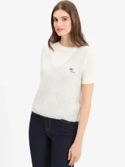 american vintage Pullover & Strickjacken<Damen Strickpullunder mit Alpaka-Anteil - Nenybay hellgrau meliert