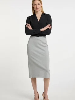 Dreimaster Röcke<Damen Strickrock grau uni