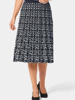 Damen Goldner Röcke>Damen Strickrock - Hochwertiger Jacquard-Strickrock