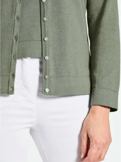 Goldner Pullover & Strickjacken<Damen Strickset - Figurnahes Twin-Set aus Pima-Baumwolle khaki uni