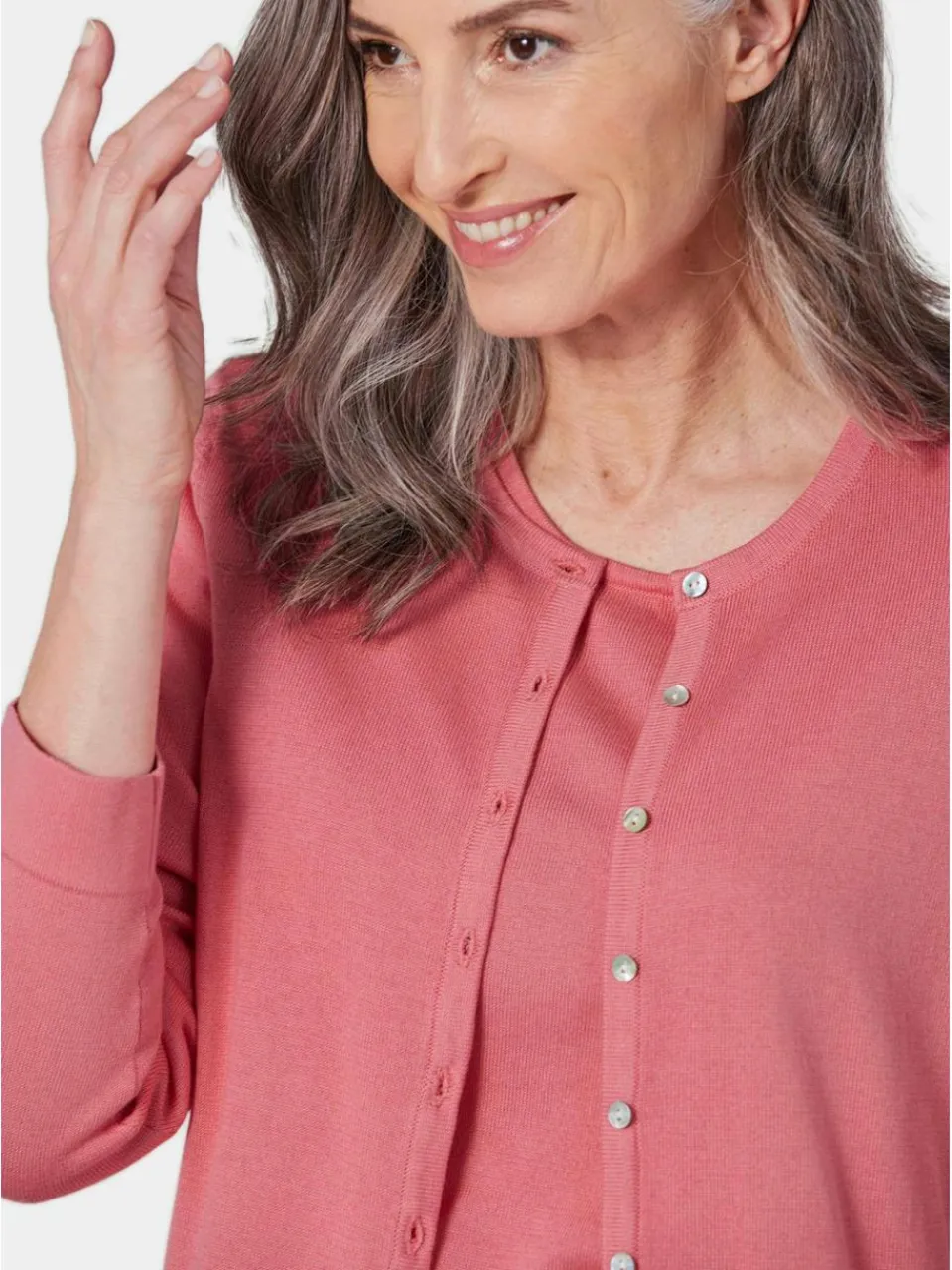 Damen Goldner Pullover & Strickjacken>Damen Strickset - Figurnahes Twin-Set aus Pima-Baumwolle