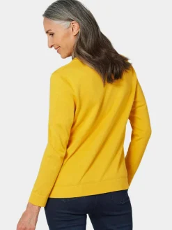 Goldner Pullover & Strickjacken<Damen Strickset - Figurnahes Twin-Set aus Pima-Baumwolle gelb uni