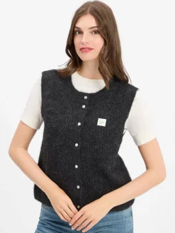 american vintage Jacken & Westen<Damen Strickweste mit Alpaka-Anteil - East anthrazit meliert